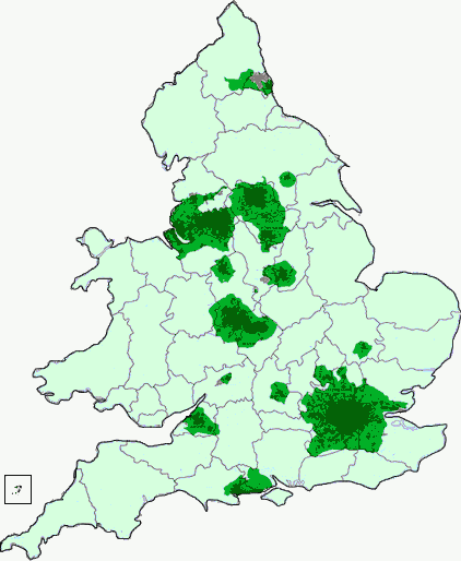 A Map Highlighting the Green Belt Areas